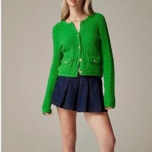 J. Crew Odette Green Knit Cardigan